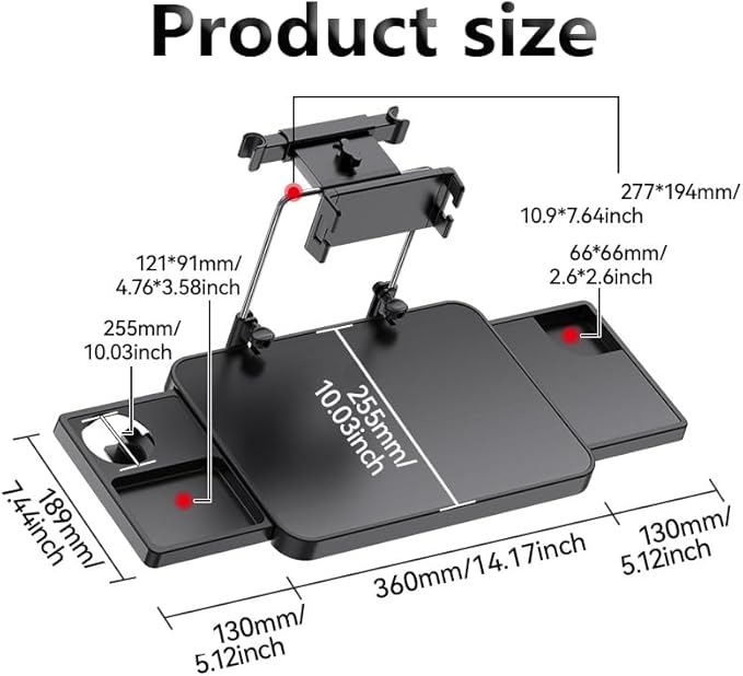 2-in-1 Car Steering Wheel Tray & Steering Wheel Laptop Holder with Adjustable Multipurpose for Eating, Writing, Laptop Work With Mobile Phone Holder And Tablet Holder - Ideal for Constant Travelers