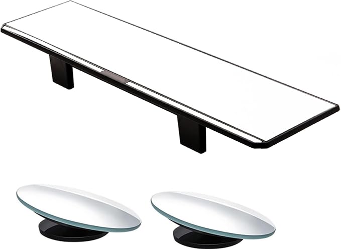 Kitbest Rear View Mirror, Interior Clip On Panoramic Rearview Mirror to Reduce Blind Spot Effectively – Universal Wide Angle Car Mirror – Flat – For Cars, SUV, Trucks (Bonus 2 PCS Blind Spot Mirrors)
