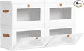 Homsorout Large Clothing Storage Bins - Collapsible Boxes with Handles & Window, Decorative Organizer Bins with Lids, Fabric 