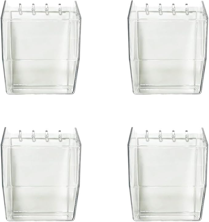 Clear Acrylic Pegboard Bins, 4-Pack, Snap-On Storage Cups for Standard Pegboard, Garage Workbench Organizer for Screws, Nails