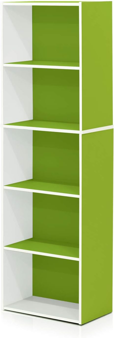 Furinno LUDER Book Shelf, 5-Tier Bookshelf, Bookcase with Open Shelves, 9.4 x 15.8 x 52, Easy Assembly, for Living Room, Bedr