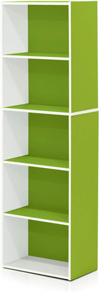 Furinno LUDER Book Shelf, 5-Tier Bookshelf, Bookcase with Open Shelves, 9.4 x 15.8 x 52, Easy Assembly, for Living Room, Bedr