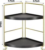 2-Tier Bathroom Corner Counter Organizer, Makeup Storage Shelf Vanity Tray, Bathroom Sink Countertop Organizer, Black
