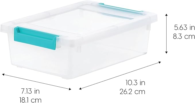 IRIS USA 2 Qt. Craft Storage Bins with Lids, 6-Pack, |Made in USA|, Clip Box, Small Plastic Sensory Bin Tote Organizer Contai