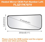 Senzeal Driver Side Heated Lower Mirror Glass Replacement for Ford F150 Truck 2015-2020 Ford F250 F350 Super Duty F450 F550 Truck 2017-2022 Towing Mirror FL3Z17K707V (Left Side)