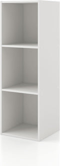 Homes: Inside + Out Apexa 3-Cube Storage Organizer Shelves, Stackable Wood Bookcase Fits Cubby Bins for Organization, Dorm Te
