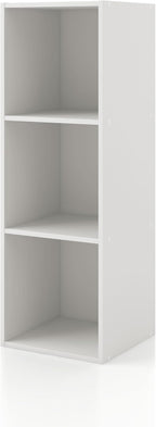Homes: Inside + Out Apexa 3-Cube Storage Organizer Shelves, Stackable Wood Bookcase Fits Cubby Bins for Organization, Dorm Te