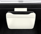 Car Leather Trash Can for Glove Box, Hanging Garbage Bin，Waterproof Foldable Stroage Organizer for Car, Multipurpose Interior Accessories for SUV Truck RV Camping (White Glove Box)