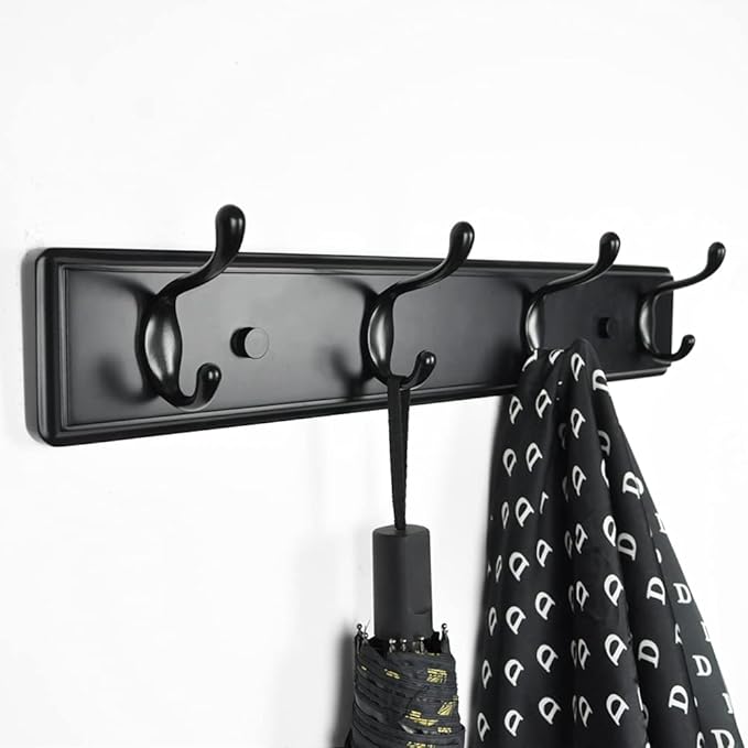Badiano Wooden Coat Rack, Wall-Mounted Organizer for Closet, Entryway, Hallway, Foyer, Bedroom, Heavy Duty Double Hooks for H
