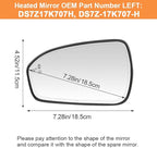 Senzeal Driver Side Heated Mirror Glass with Blind Spot Detection BLIS for Ford Fusion 2013 2014 2015 2016 2017 2018 2019 2020 2021 DS7Z17K707H DS7Z-17K707-H (No Auto Dimming)(Left Side)