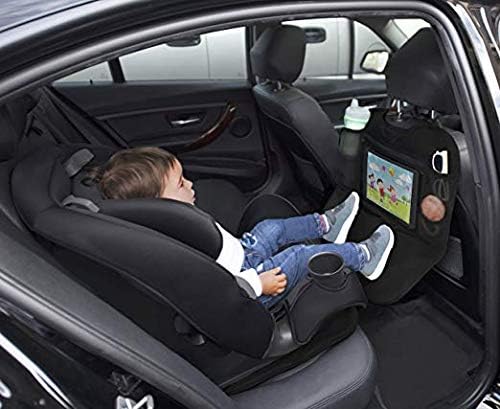 Lulyboo Car Seat Protector & Organizer for Baby & Toddler - Back Seat Storage, Kick Mat with Tablet Holder, Toys & Essentials, Fits All Vehicles, Durable Nylon, Black