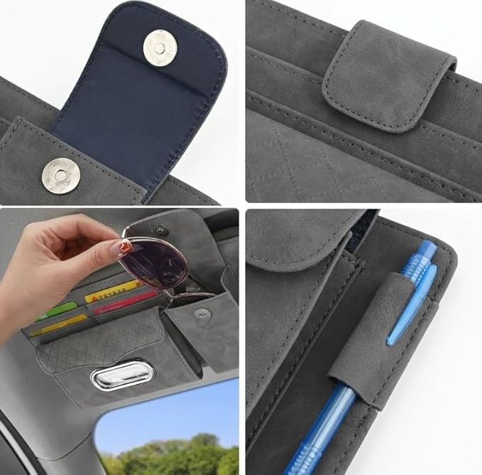 Multifunctional Car Visor Organizer (Suede leather - Gray)