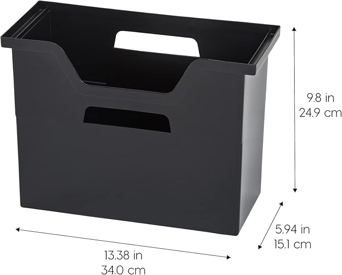 IRIS USA Medium Portable Desktop File Box with Open Lid, 6 Pack, Side Handles, Tabs & Inserts, Hanging File Folders, Letter-S