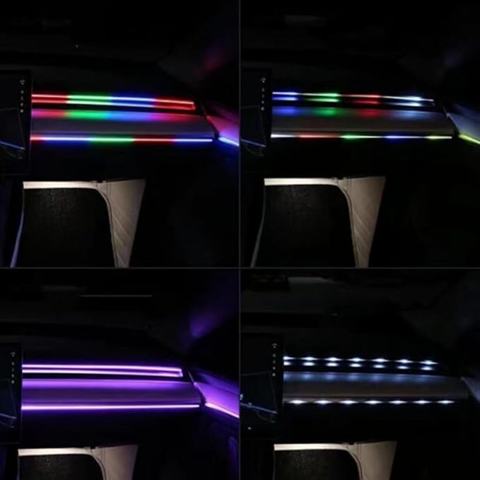 Acrylic Interior Car LED Strip Light APP Control, RGB Symphony Color 18 in 1 570 LEDs Fiber Optic Ambient Lighting Kits, 16 Million Colors Sound Active Function Car Neon Lights (18 in 1)