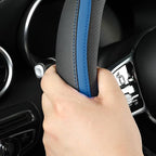 Car Steering Wheel Cover, Leather Steering Wheel Cover Blue Universal 14.5-15 Inch Microfiber Leather Anti-Slip Breathable Au
