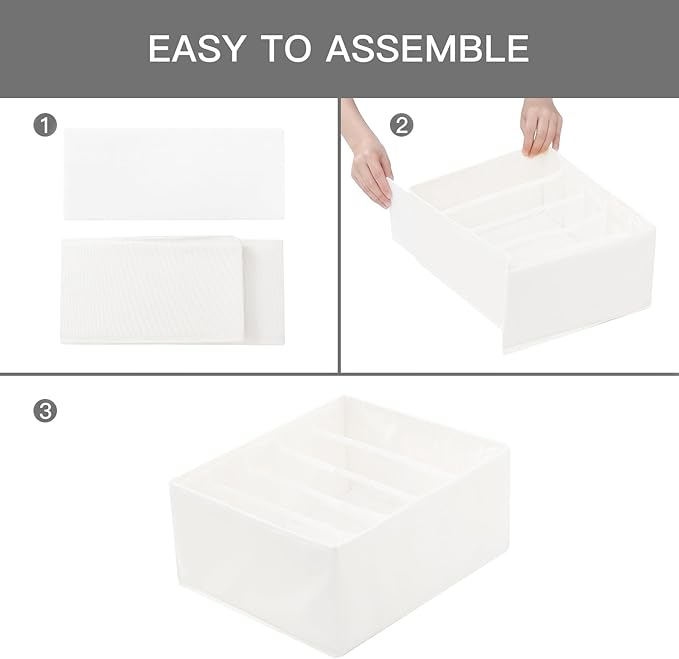 Qozary Jeans Pants Organizer for Closet, 4 Pack Drawer Organizers for Clothing, 5 Grids Wardrobe Clothes Organizer, Jean Orga