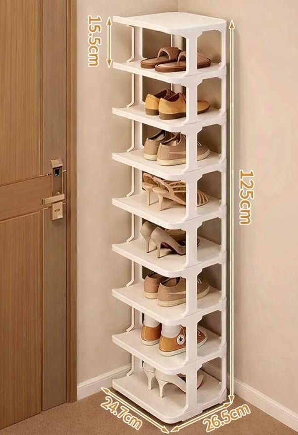 9-Tier Slim Shoe Rack, Stackable Vertical Shoe Organizer with Small Footprint, Sturdy PP Material, Space-Saving Shoe Storage 