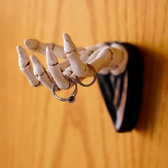 Halloween Skeleton Hand Ring Holder Wall Mounted Key Holder Organizer Multifunctional Wall Hooks for Hanging Keys Jewelry Bra