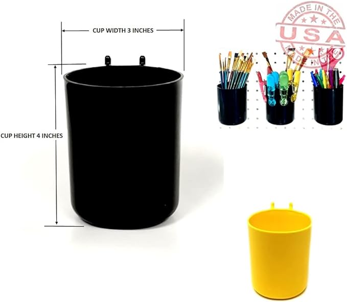 WallPeg Pegboard Bins & Cups - 15 each 5" Bins and 5 each 5" Cups - Hooks to Peg Board Panel Organize Hardware Arrange Access