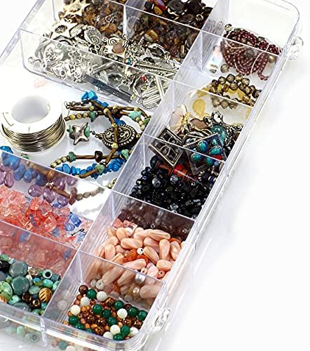 Exptolii 18 Grids Plastic Organizer Box with Dividers, Clear Compartment Container Storage for Washi Tapes Beads Crafts Jewel