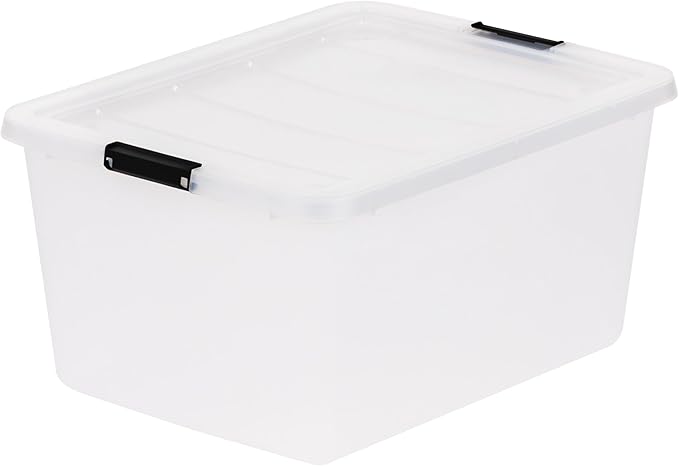 IRIS USA 6-Pack High-Capacity Clip Box with Latching Lids, 32 Quart Craft Storage Bins, Art & Writing Supply Containers for H