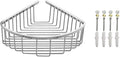 VIBORG Deluxe Solid Thick SUS304 Stainless Steel Wire Wall Mounted Single Tier Bathroom Corner Shower Basket Bath Caddy Shelf