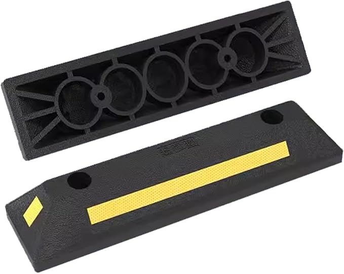 Parking Stopper for Garage, Rubber Limiter Wheel Blocker, Yellow Reflective Strips Garage Parking Aid, for Various Car Parking