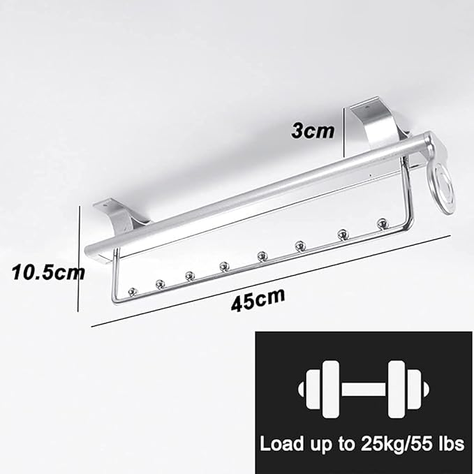 Pull Out Closet Hanger Metal Sliding Clothes Rail,Extendable Clothing Storage Rack for Wardrobe Space Saving,Metal Base,460mm