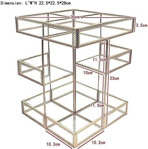 Hersoo 360 Rotating Glass Makeup Organizer, Spinning Vanity Cosmetic Storage with Multi-Layer Compartments, Luxury Countertop