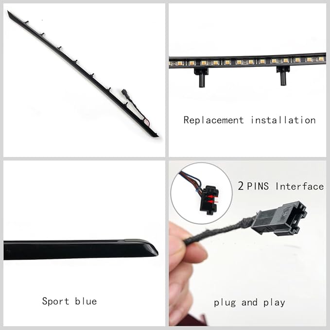 Car Interior Door LED Lighting Ambient Light Trim Strip Accessories for BMW 3 Series F30 F31 320i 328i 330i 335i 340i Door Two-Color Atmosphere Lamp Replacement Cover (Piano Black)