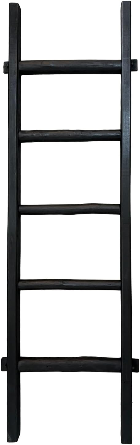 Blanket Ladder Fully Assembled 57in Wooden Ladder Shelf Living Room Bathroom Bedroom Decorative Wall Leaning Farmhouse Quilt 