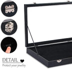 Coward Ring Organizer Jewelry Box, Black Velvet 100 Slots Ring Display Tray Case with Transparent Glass Lid for Home Use or S