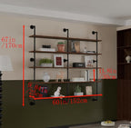 Industrial Pipe Shelf Shelving Bookcase, Wall Mounted Rustic Bookshelf 60 Inch, Floating Bookshelves for Wall,Retro Wood Meta