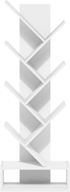 Furinno Tree Book Shelf, 7-Tier Bookshelf, Tree Bookcase with Bottom Shelf, 8.4 x 16.9 x 46.2, for Living Room, Bedroom, Home