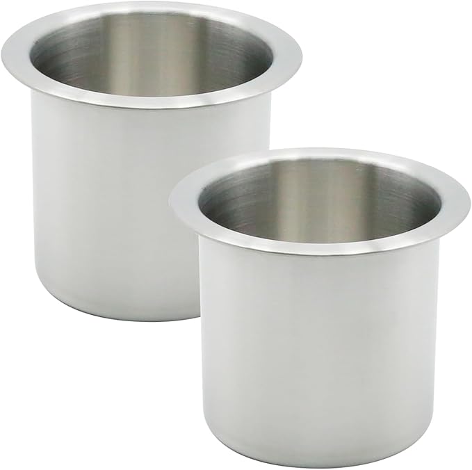 Anxingo 2 Pcs Stainless Steel Cup Holder, Silver Poker Table Drink Holder, Drop-in Cup Drink Holder for Yacht Boats RV Cars a