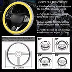 Bling Diamond Steering Wheel Cover, Leather Steering Wheel Covers for Women Girls with Crystal Rhinestones, Breathable, Anti-Slip Universal Fit 14.5-15 Inch Bling Car Accessories(Yellow)