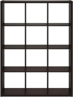 Furinno Cubicle Book Shelf, 12-Cube Bookshelf, Extra Thick Frame Reversible Bookcase with Open Back, 14.6" x 44" x 58", for L
