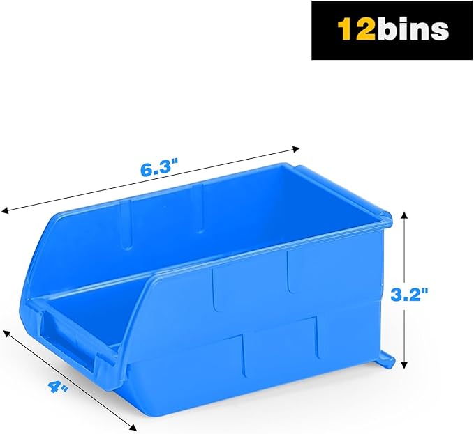 Ultrawall Wall Mounted Storage Bins, Plastic Hanging Storage Organizer Bins, Garage Tool Storage System for Screws, Nuts, Bol