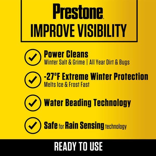 Prestone AS658 Deluxe 2-in-1 Windshield Washer Fluid, 1 Gallon, Pack of 6
