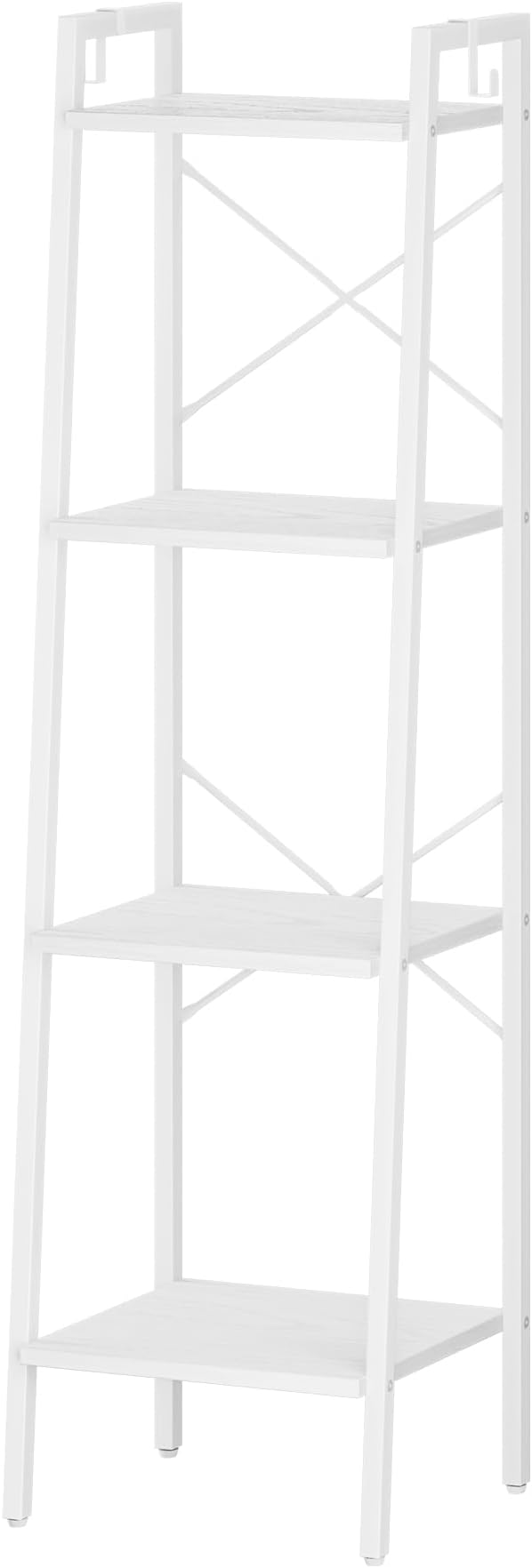 Hzuaneri Ladder Shelf, Bookshelf Bookcase, Freestanding Corner Storage Shelve with 2 Hooks for Home Office, Living Room, Kitc