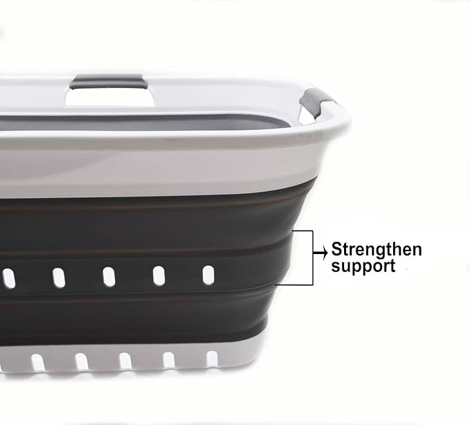 SAMMART 42L (11 gallon) Collapsible Plastic Laundry Basket - Foldable Pop Up Storage Container/Organizer - Space Saving Hampe