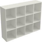 OSCHF 12-Cube Storage Shelf Bookcase - Wooden 3-Tier Floor Standing Open Bookshelf for Home and Office, Display Cabinet, Warm