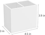 NIUBEE Acrylic Pen Holder 2 Compartments, White Pencil Organizer Cup for Countertop Desk Accessory Storage