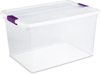 Sterilite 66 Qt ClearView Latch Storage Box, Stackable Bin with Latching Lid, Organize Clothes, Blankets, Items in Closet, Cl