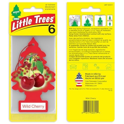 LITTLE TREES Car Air Freshener | Hanging Tree Provides Long Lasting Scent for Auto and Home | 24 Air Fresheners |Wild Cherry