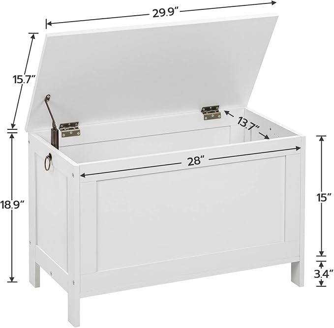 HOOBRO Toy Box, Retro Wooden Look Storage Chest with Safety Hinge, Entryway Storage Bench Supports 220 lb, 29.9 x 15.7 x 18.9