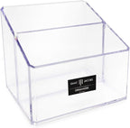 Isaac Jacobs Clear Acrylic 2-Section Organizer, Remote Holder & Multi-Functional Makeup, Brush, Pen & Pencil Storage Solution