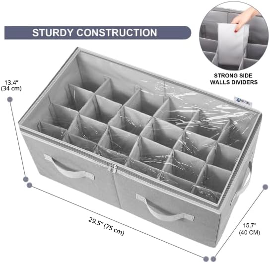 Moteph Shoe Organizer Closet Storage Solution with Clear Cover & Adjustable Dividers for Shoes, Handbags, Blankets, Linen, Cl