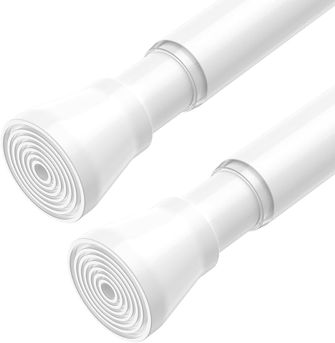 AIZESI 2 Pack Tension Curtain Rod for Windows 45 to 77 Inch, Adjustable Expandable Spring Curtain Rods No Drilling, Non Slip 