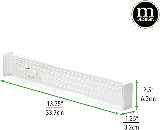 mDesign Expandable Dresser Drawer Divider with Foam Ends, Drawer Divider Locks in Place, Separators for Clothing and Accessor